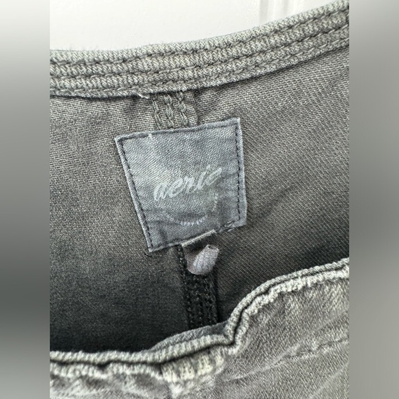 Aerie Black Distressed Denim Double Strap Shortall - Picture 4 of 6